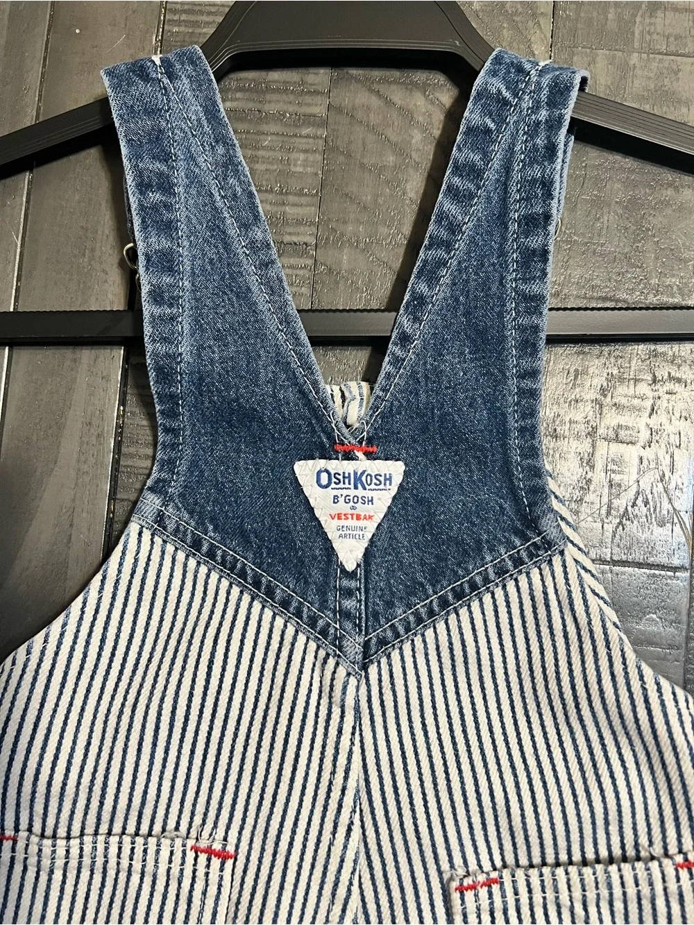 OshKosh B'gosh Navy & White Pinstripe Denim Overalls